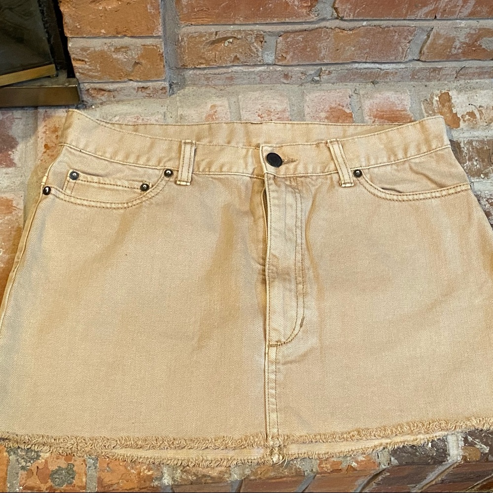 Free People Khaki Denim Mini Skirt sz 10